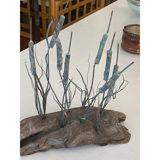 Wood Curtis Jere Style Coastal Cattails and Driftwood Brutalist Sculpture For Sale - Image 7 of 9