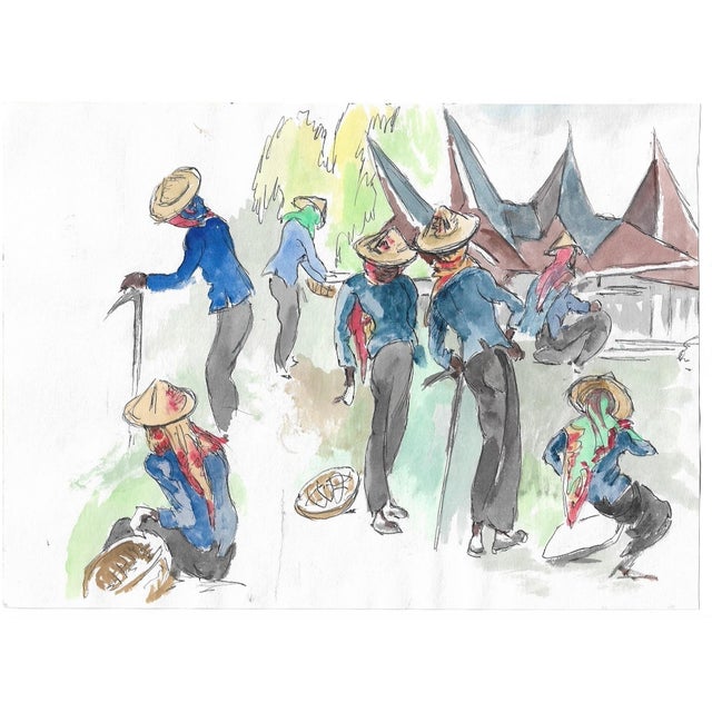 Painting by English artist Ivy Attwell (1895-1985). Attwell traveled extensively all over the world and recorded her...