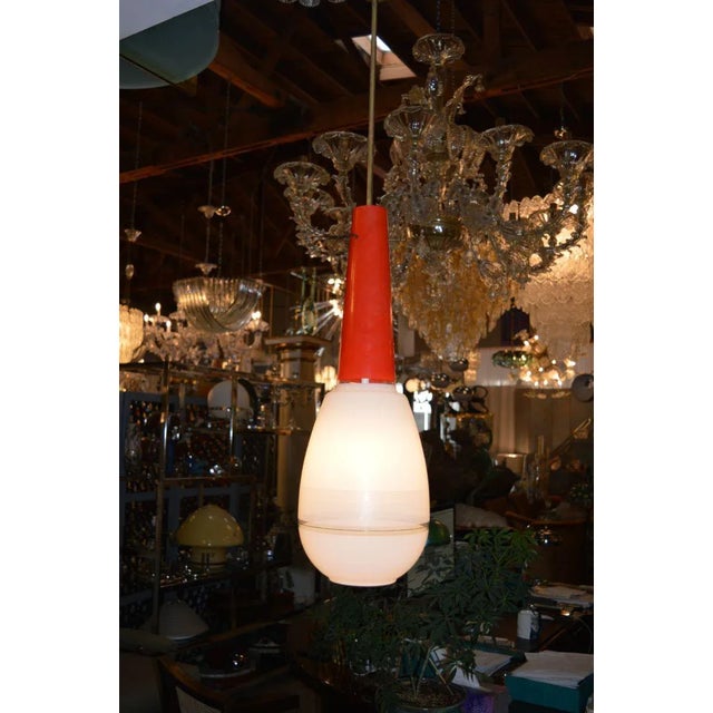 Orange Italian Enameled Solid Glass Pendant, Circa 1960's For Sale - Image 8 of 9