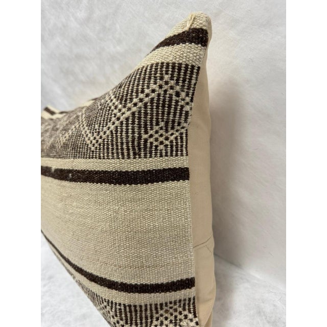 Turkish Hemp Pillow Cushion Natural Beige Brown Pillow Cushion Cover 16" x 24" For Sale - Image 4 of 4