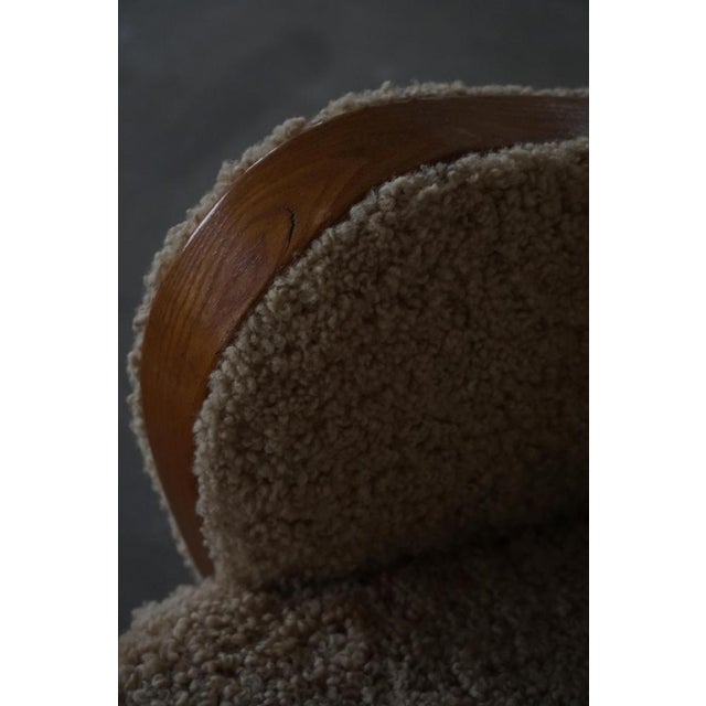 Danish Modern Art Deco Lounge Chairs in Shearling Lambswool & Elm, 1940s, Set of 2 For Sale - Image 12 of 18