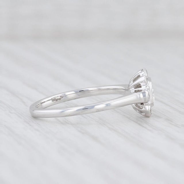 Modern New Beverley K 0.84ctw Sapphire Diamond Halo Ring 18k White Gold Size 6.75 For Sale - Image 3 of 7