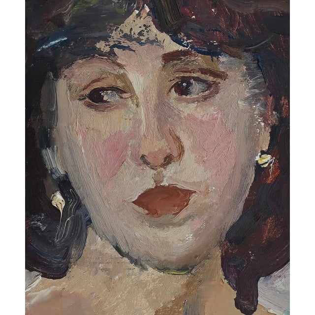 1980s Portrait Painting, Young Girl, Ukrainian Soviet Art 32-27 For Sale - Image 4 of 6