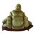 Monumental Antique Chinese Jade-Like Happy Buddha Sculpture on Custom Wooden Base, One-Piece Hand-Carved Jade | Symbol of Prosperity & Joy For Sale