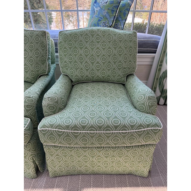 O. Henry House Pair of O.Henry House Hanover Club Chairs Cover in Raoul Textiles Coverlet Caper For Sale - Image 4 of 14