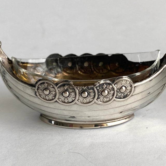 Sterling Silver Salt Cellars Norwegian Viking Ship Theodor Olsen Norway For Sale - Image 9 of 12