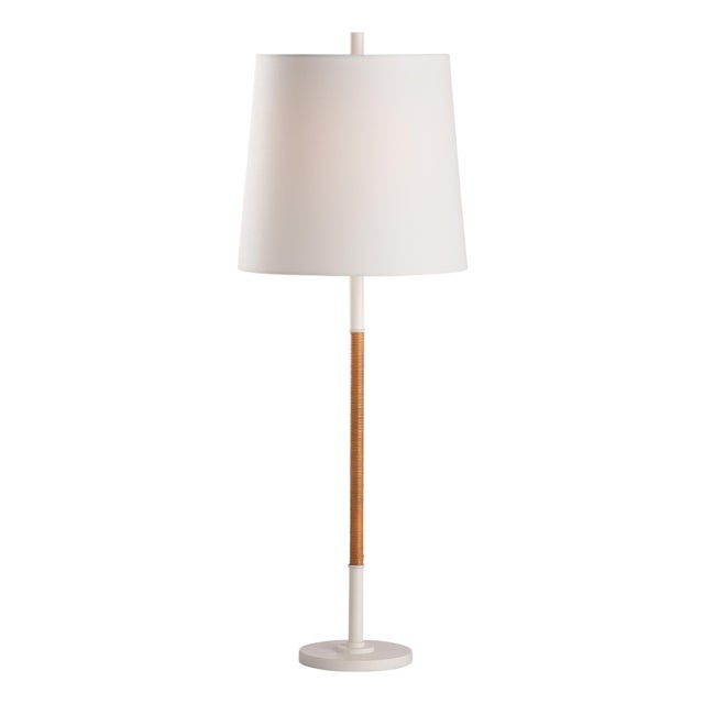 Amelia Rattan Lamp - White For Sale