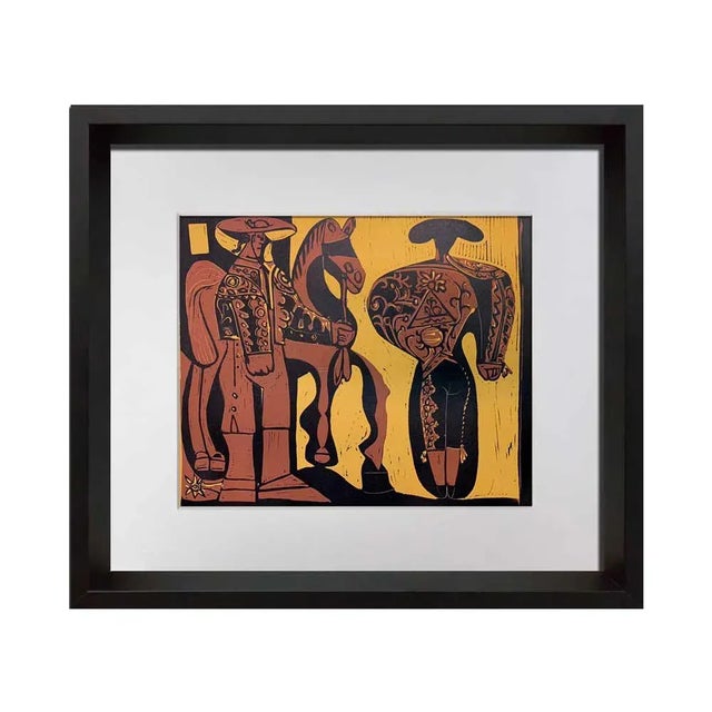 Brown Pablo Picasso Linogravure Ltd Edition - "Picador Et Torero” W/Frame Included For Sale - Image 8 of 8