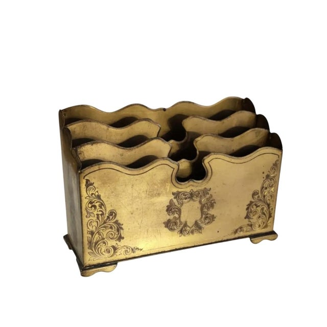 For your consideration. . . A lovely antique bronze 3 slot letter holder/ box. The box is made of heavy gilt bronze metal...