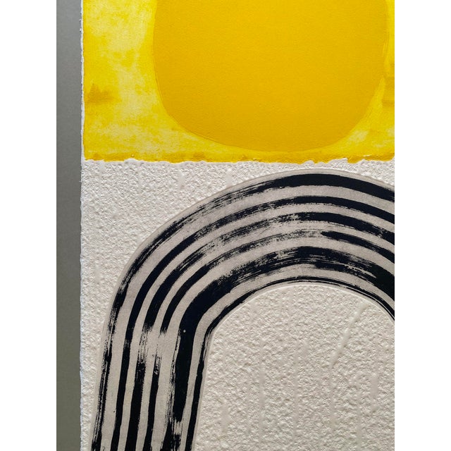 Raoul Lazar Vintage 1974 French Mid Century Modernist " Arc Jaune " Limited Edition Framed Signed Fine Art Embossed Aquatint Etching Print For Sale In Kansas City - Image 6 of 18