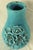 Beautiful vintage artisan blue crackle stoneware vase with gorgeous large roses. SO Pretty! Circa 1980s. Excellent...