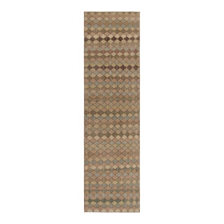 Vintage Turkish Runner, Brown With Multicolor Geometric Design - Rug & Kilim For Sale