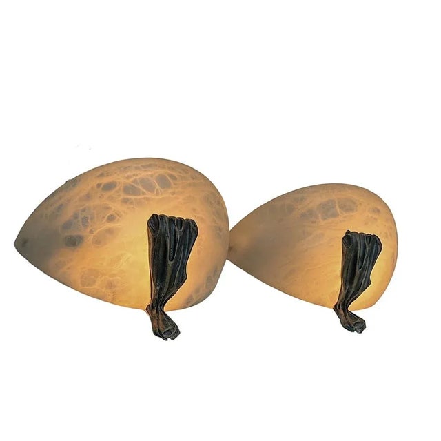 Mid-Century Modern Spanish Alabaster Half Moon Wall Lights, 1970s, Set of 2 For Sale - Image 3 of 11