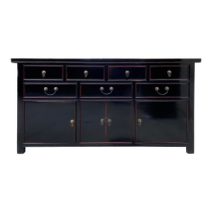 Handmade Solid Wood Black Sideboard With 7 Drawers – Oriental Style