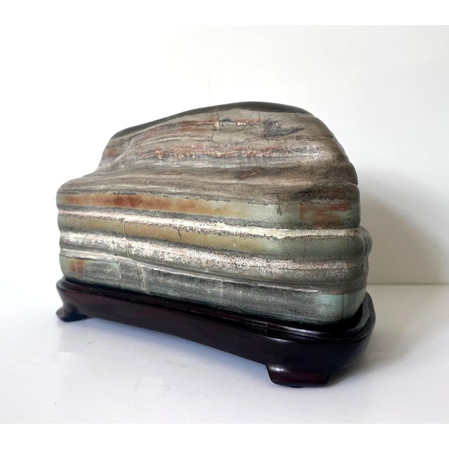 Chinese Scholar Stone Caitao Rock on Display Stand For Sale - Image 10 of 18