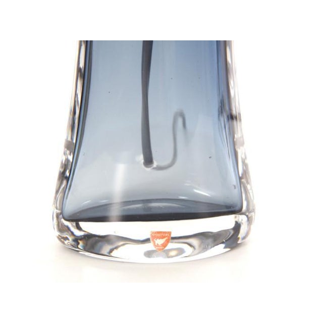 Mid century modern scandinavian pair of table lamp in cristal model rd 1566 blue by carl fagerlund for orrefors, 1960s....