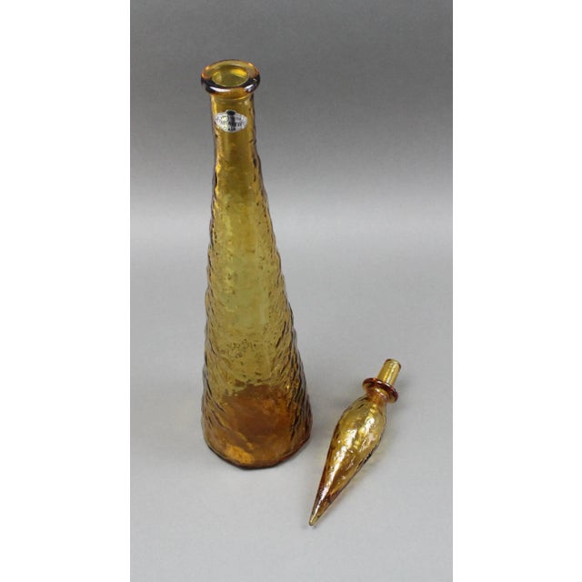 Guildcraft Italy Amber Empoli Glass Decanter Genie Bottle Mid Century Modern For Sale - Image 4 of 7