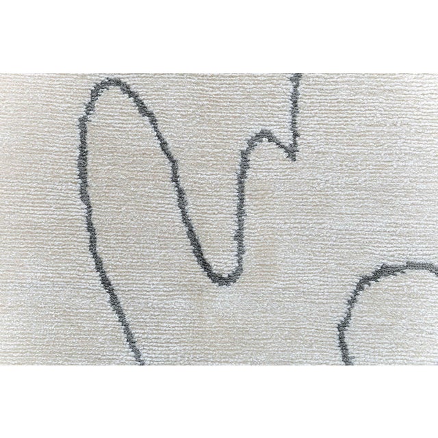 Art Deco Abstract Modern Runner Line Motifs In Off White Silk Blend "whisper Lines" For Sale - Image 3 of 9