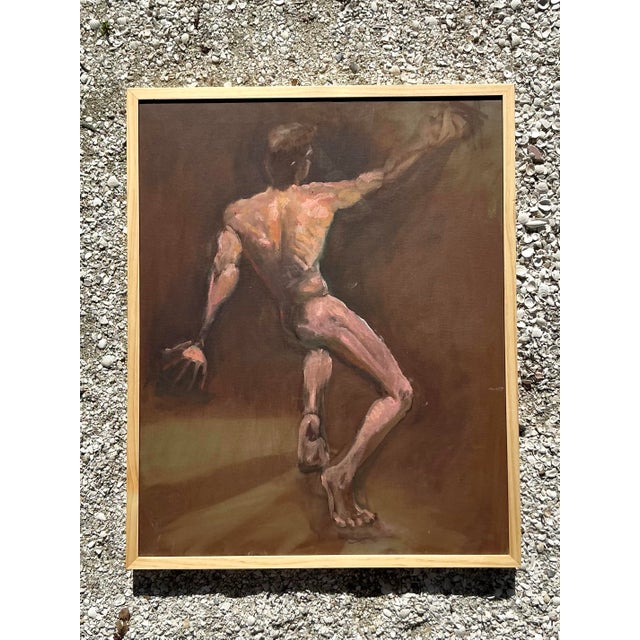 Vintage Boho Original Oil Nude on Canvas For Sale In West Palm - Image 6 of 10