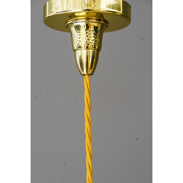 Gold Art Deco Pendant with Original Antique Opaline Glass Shade, Vienna, 1920s For Sale - Image 8 of 14