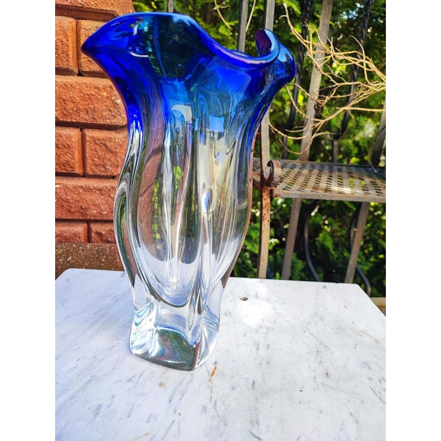 Bohemian Cobalt Vase from Egermann, 1950s For Sale - Image 6 of 9