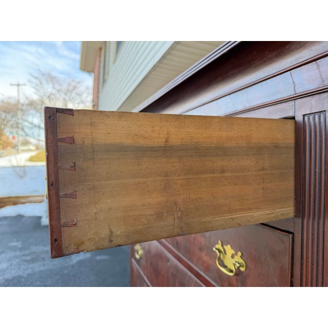 Antique Mahogany Sheraton Tall Chest, Pennsylvania, Attributed For Sale - Image 10 of 12