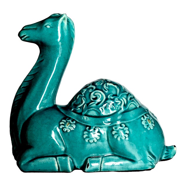 Vintage Chinese Turquoise Crackle-Glaze Tang-Style Camel Sculpture For Sale