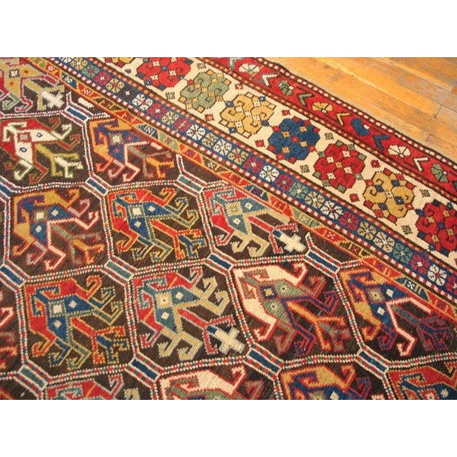 Textile Superb Black Background Color and Diamond Patters Design Antique Caucasian Karabagh Rug For Sale - Image 7 of 8