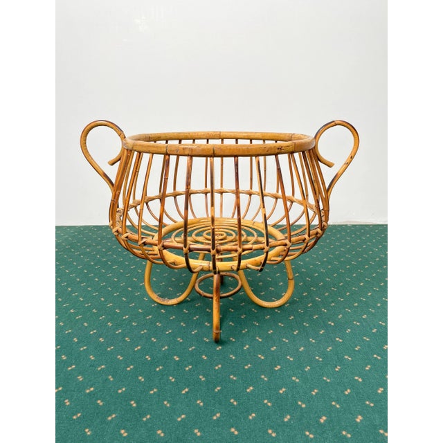 Wood Rattan & Bamboo Basket, Italy, 1960s For Sale - Image 7 of 10