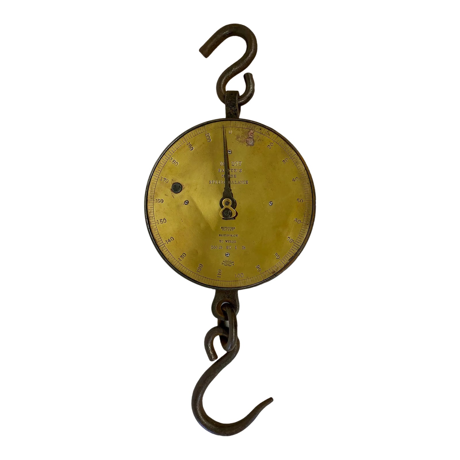 Antique 200 Lb Capacity Brass Salter Spring Balance Scale # 20 T From ...