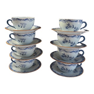 1950s Rorstrand Ostinda Sweden Set of 8 Cup and Saucer - 16 pcs For Sale