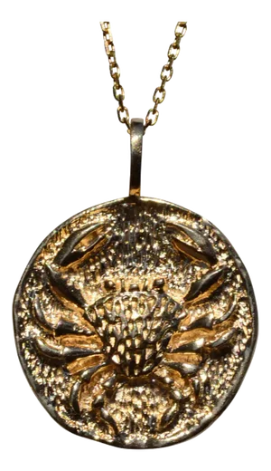 The Cancer: Vintage Cancer Zodiac Crab Pendant in Yellow Gold
