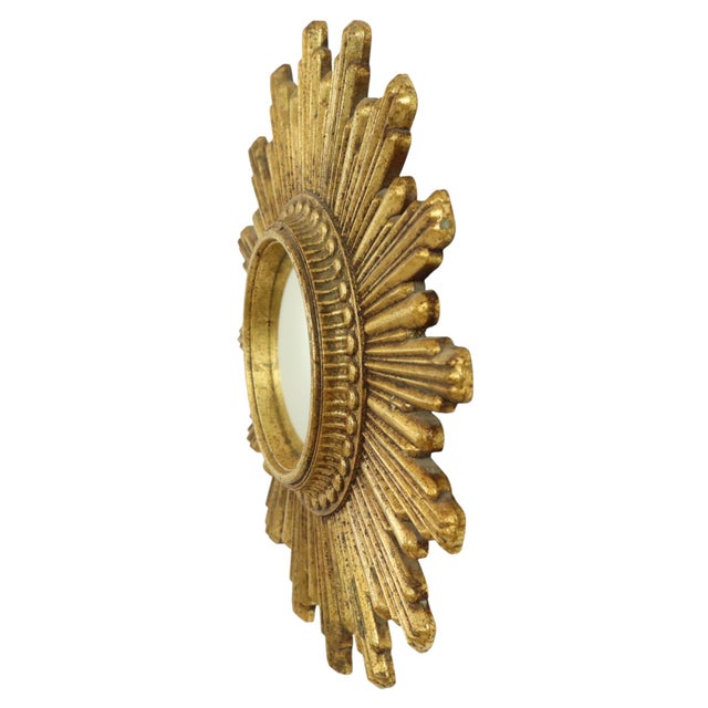 Small Sunburst Mirror in Gold, 1960s For Sale - Image 11 of 15