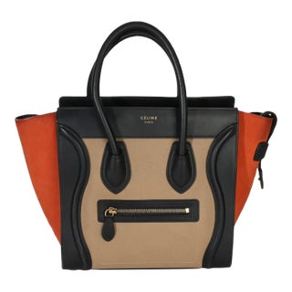 Beige Multicolor Drummed Calfskin Nubuck Nano Luggage Tote For Sale
