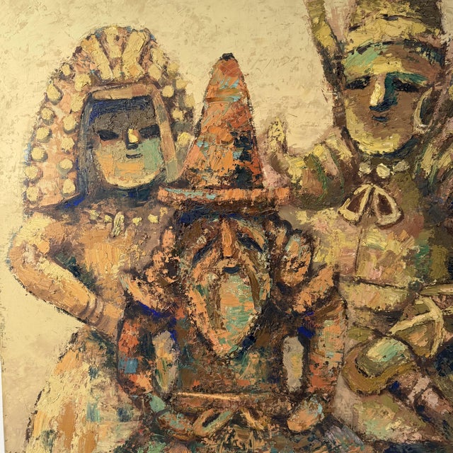 Monumental Japanese oil painting, attributed to Takahashi, with a pink painted signature or monogram in the lower right...