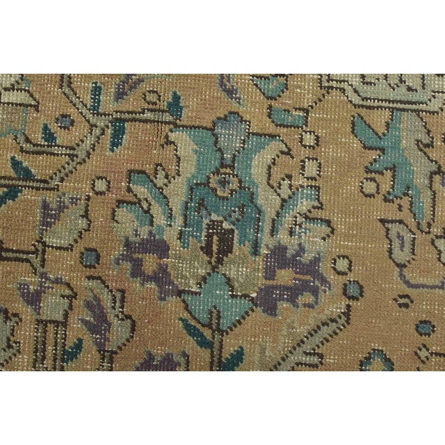 Tabriz Rug 9’5” X 12’7” Pink Wool Vintage Distressed Hand-Knotted Carpet For Sale - Image 4 of 15