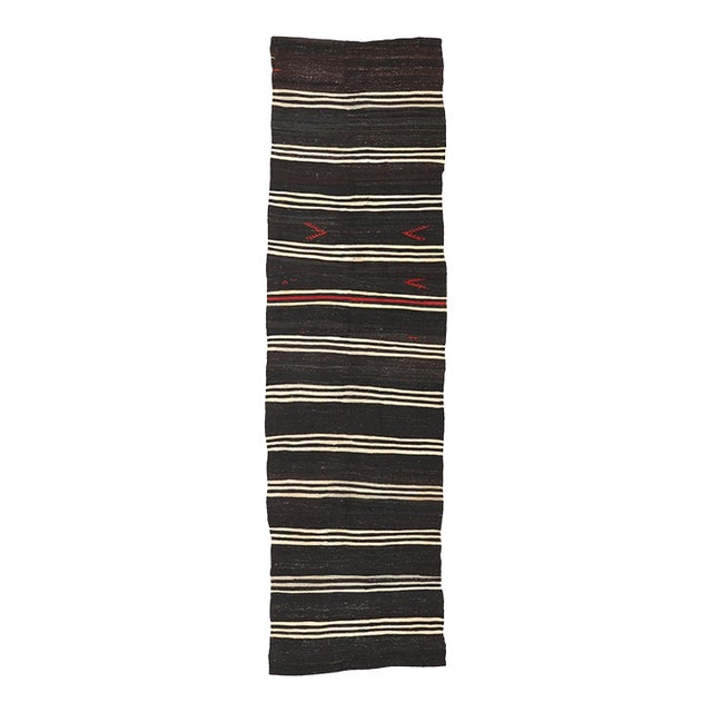 Striped Vintage Decorative Kilim Runner - 3`5″ X 13`3″ For Sale