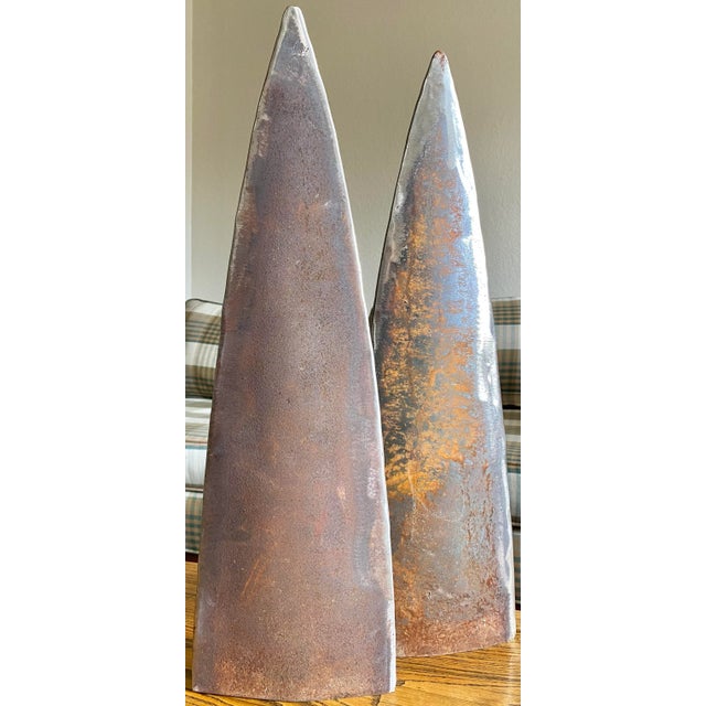 Industrial Steel “Fin” Sculptures, a Pair For Sale - Image 12 of 12