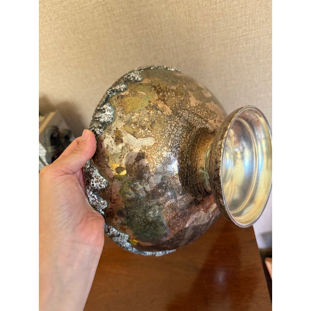 Mid 20th Century Vintage Silver Plated Copper Pedestal Bowl For Sale - Image 5 of 5