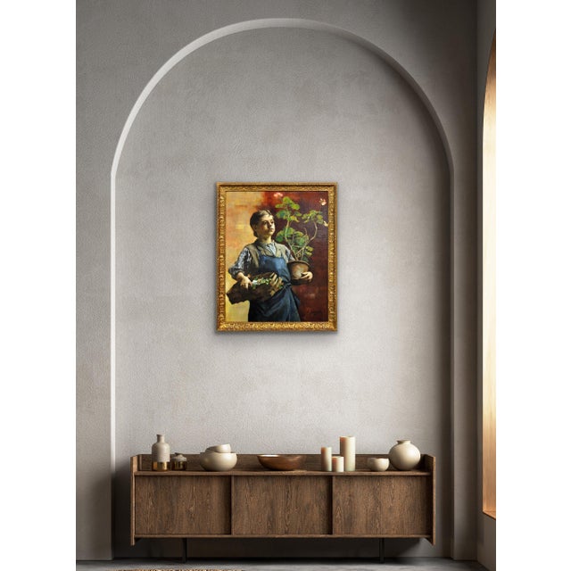 Francois Gailliard, Le Petit Jardinier with Geraniums, 1887, Oil on Canvas For Sale - Image 10 of 18
