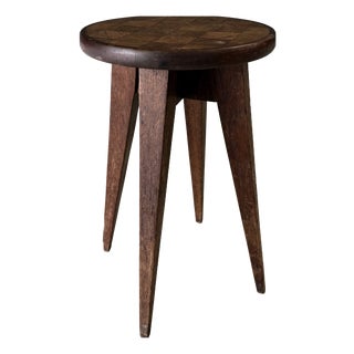 Reconstruction Marquetry Inlay Stool, France, 1940s For Sale