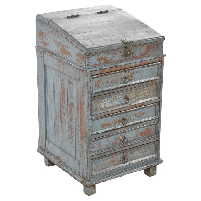 Patinated Wooden Checkout Cabinet For Sale