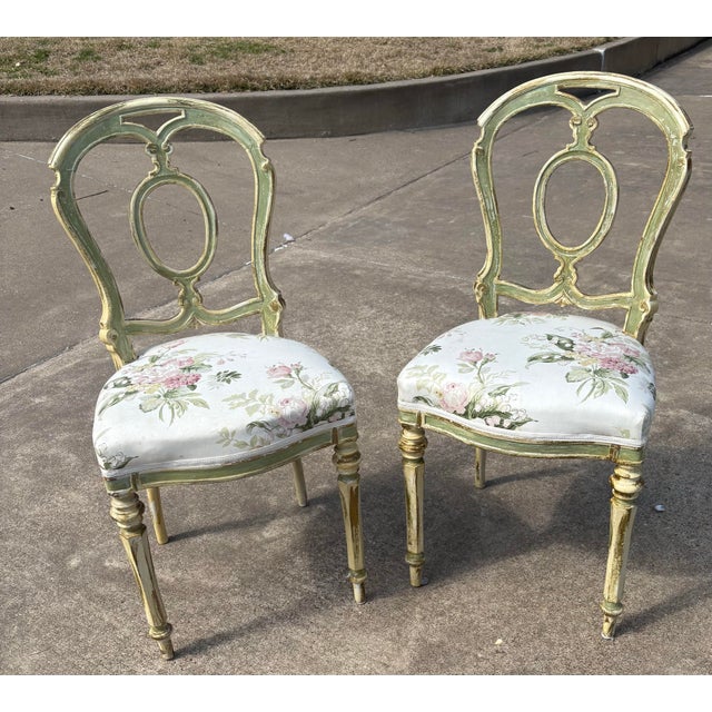 French Antique French Louis XVI Painted Side Chairs - A Pair For Sale - Image 3 of 12