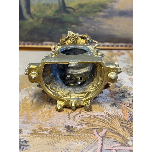 Gold French Rococo Style Gilt-Bronze Working Mantel Clock For Sale - Image 8 of 10