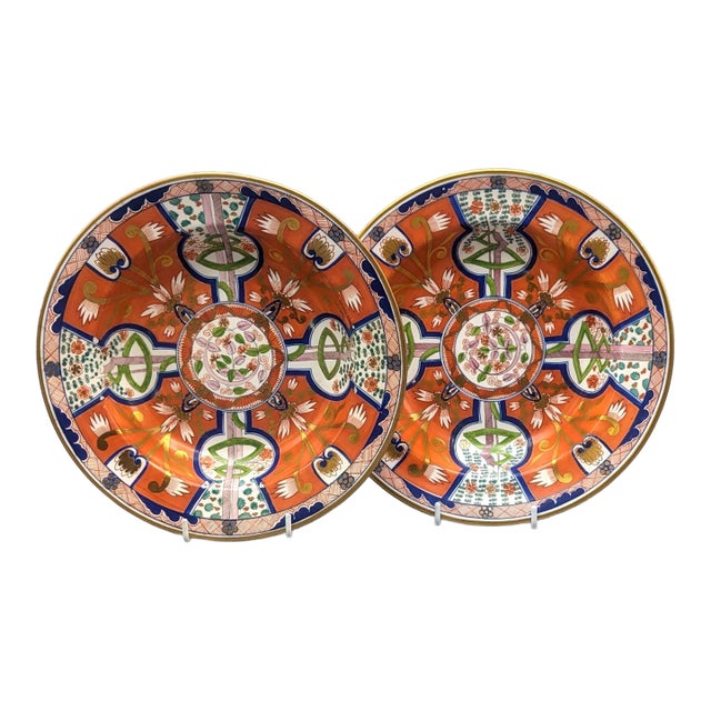 Pair of 19th C Spode “Dollar” Pattern Plates For Sale