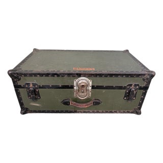 Vintage Samson Green Foot Locker Trunk by Shwayder Bros., Usa, C. 1935–1945 For Sale