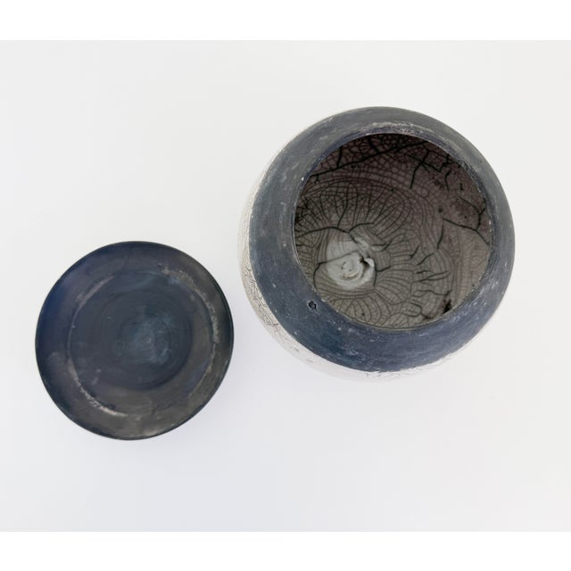 Vintage Raku Crackle Glaze Lidded Canister Box For Sale - Image 9 of 11