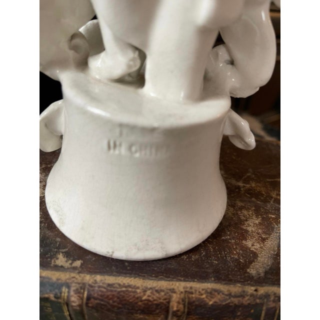 Chinese Early 20th Century Blanc De Chine Chinese Ceramic Elder Statue Immortals Asian Decor White Glaze Pottery For Sale - Image 3 of 10