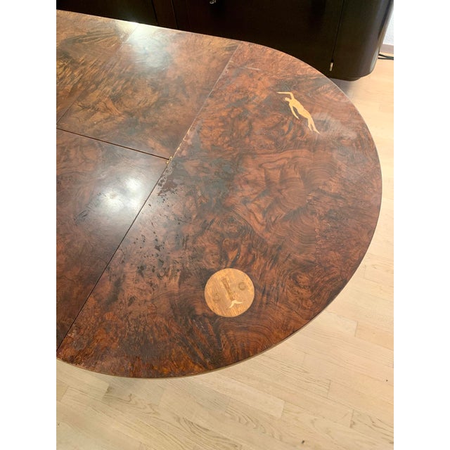 Brown Art Deco Dining Table with Marquetry in the style of Jacques Emile Ruhlmann, 1920s For Sale - Image 8 of 18