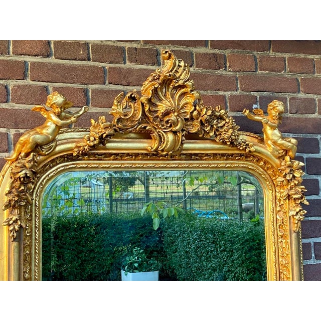 Late 20c French Artisan Louis XVI Gold Beech Floor Mirror For Sale - Image 10 of 14